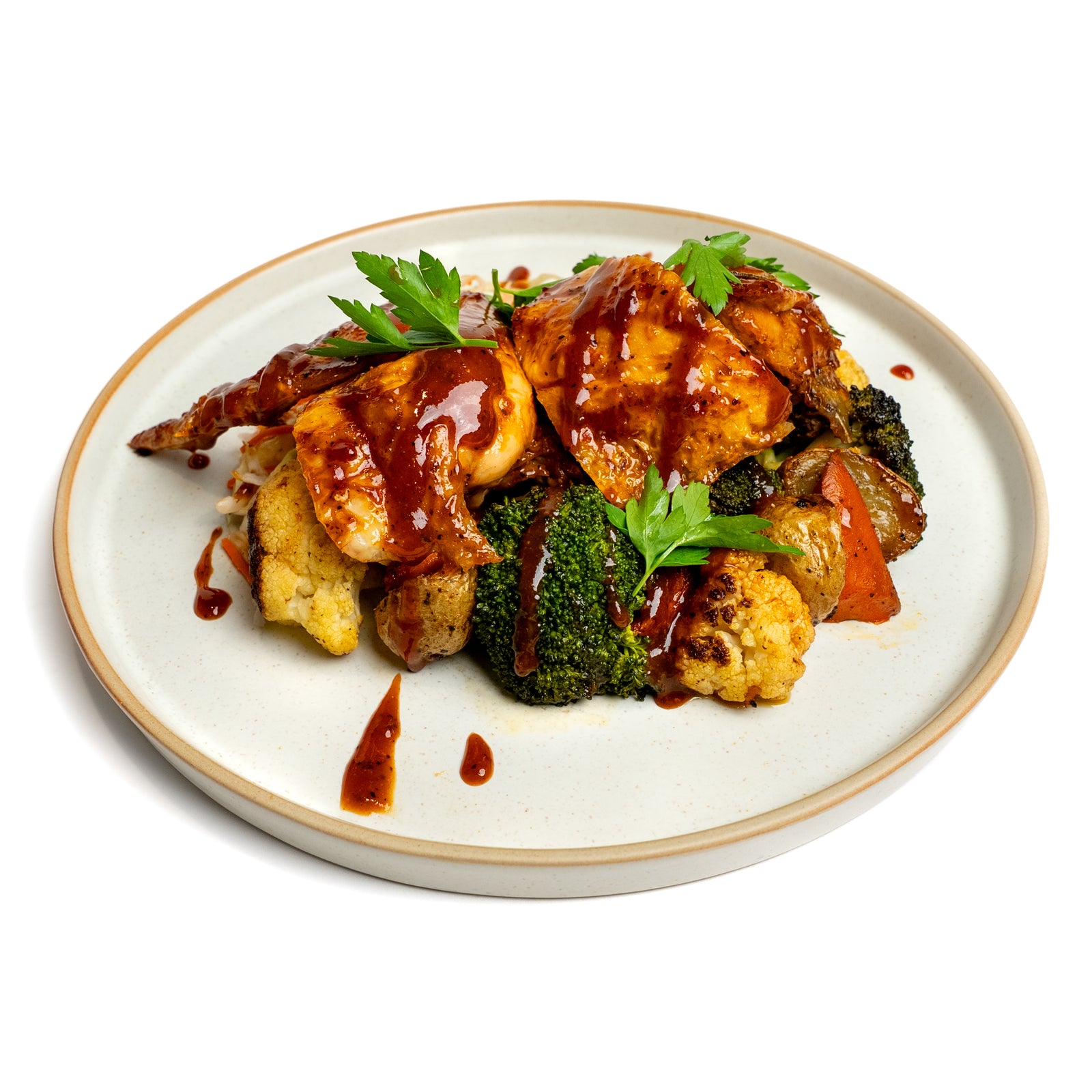 Roast Chicken Dinner with Baby Potatoes & Seasonal Vegetables