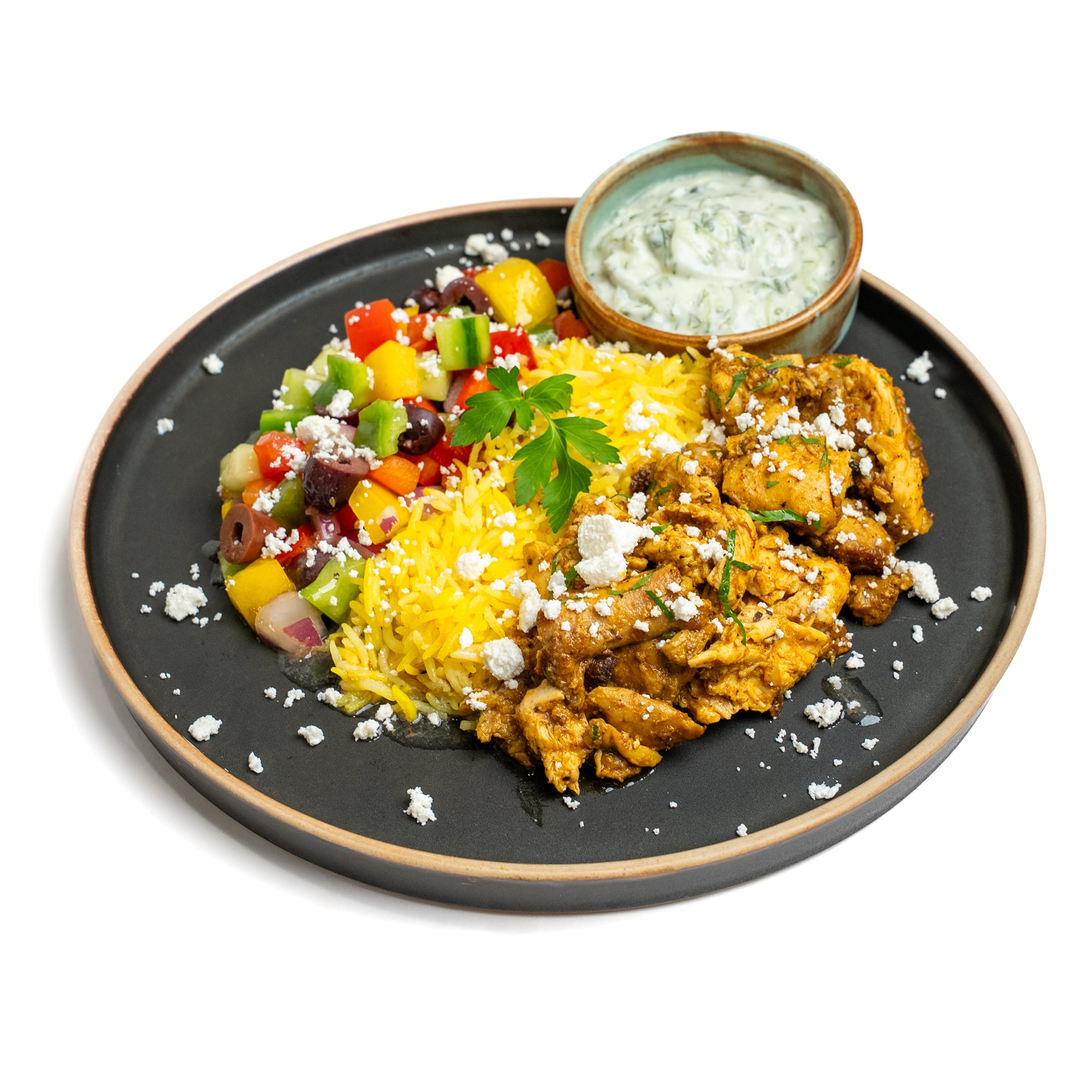 Chicken Shawarma with Lemon Rice & Greek Salad