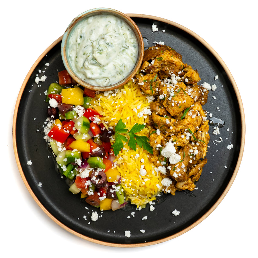 Chicken Shawarma with Lemon Rice & Greek Salad
