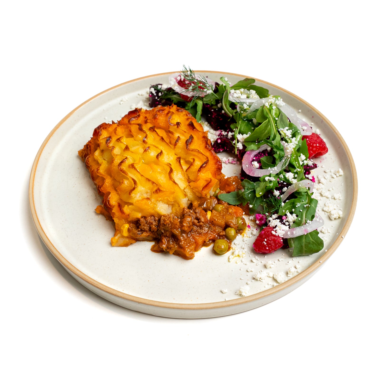 Shepherd’s Pie with Roasted Beet & Raspberry Salad